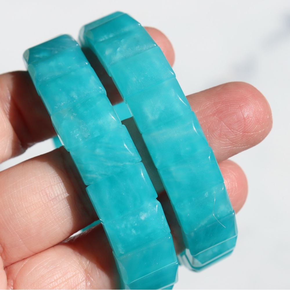 High Quality Amazonite Rectangle Bead Crystal Bra… - image 2